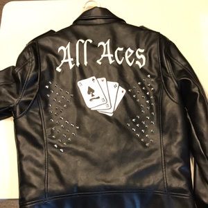 Men’s Studded leather Guess biker jacket